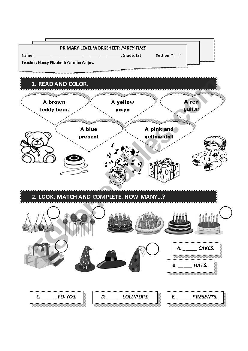 PARTY TIME worksheet