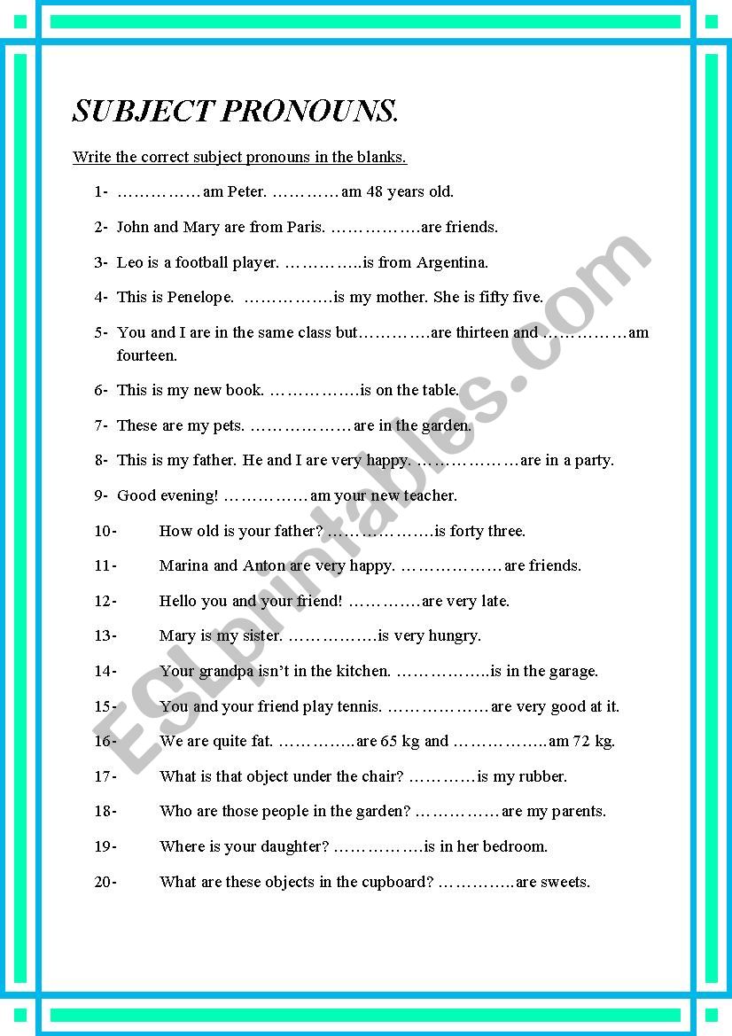Personal pronouns. worksheet