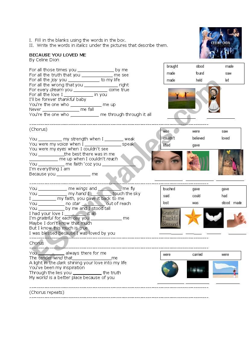 Because you loved me worksheet