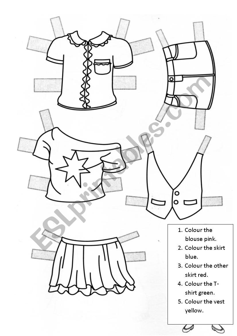 Paper doll clothes 2 worksheet
