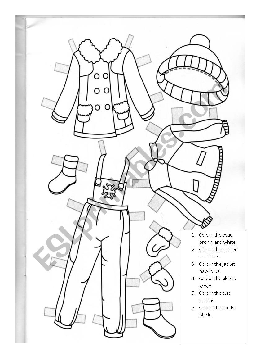 Paper doll clothes 3 worksheet