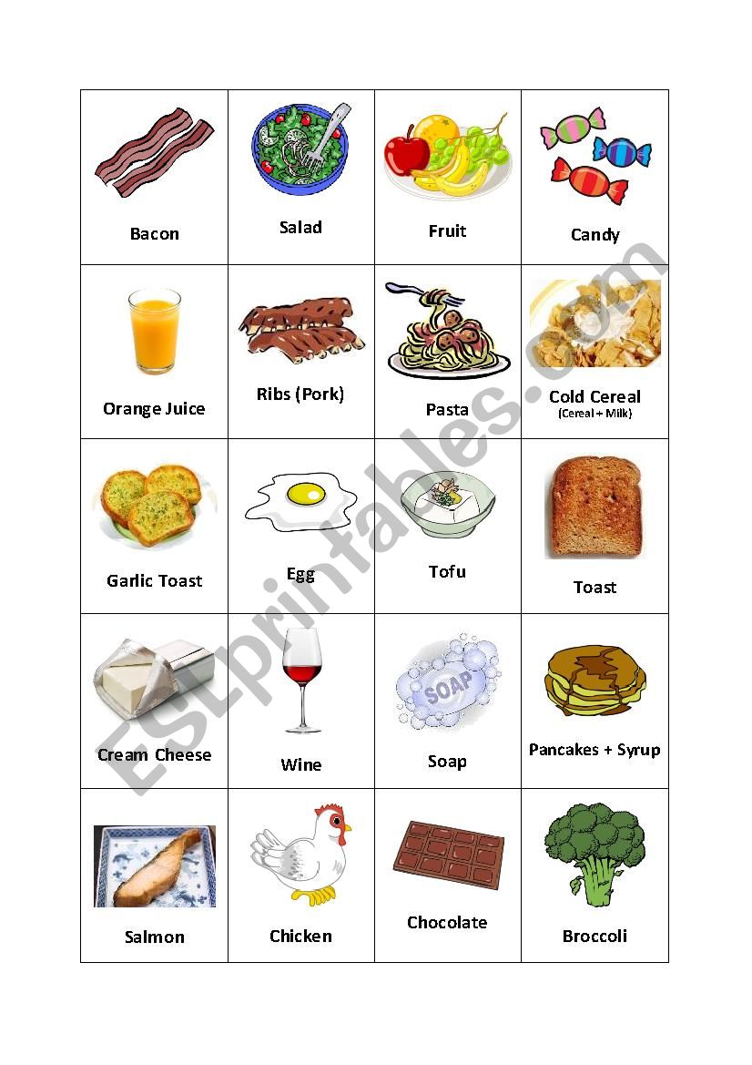 Breakfast Foods (1/2) worksheet