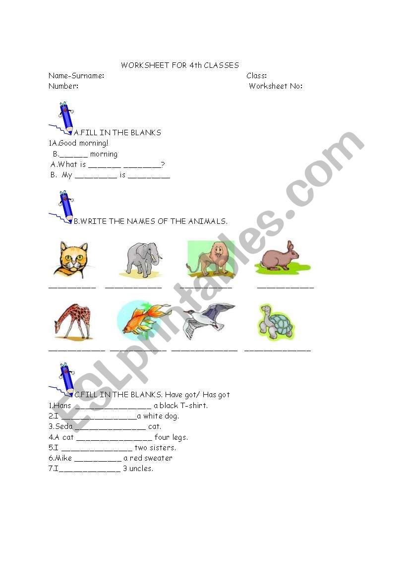 worksheet  for the 4th grade worksheet