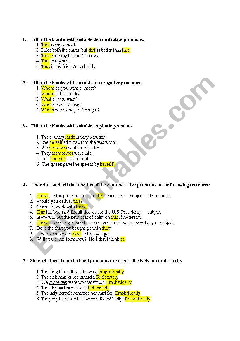 Grammar exercises worksheet