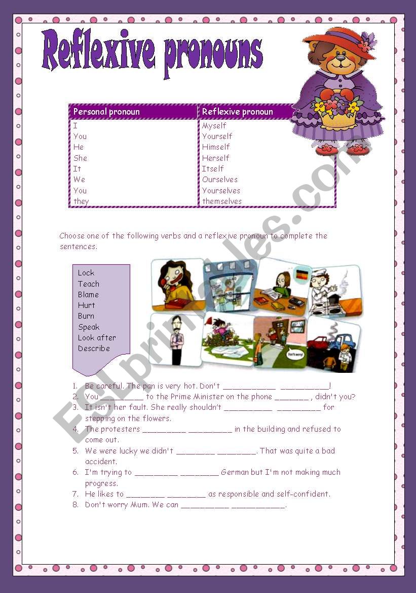 Reflexive pronouns  worksheet