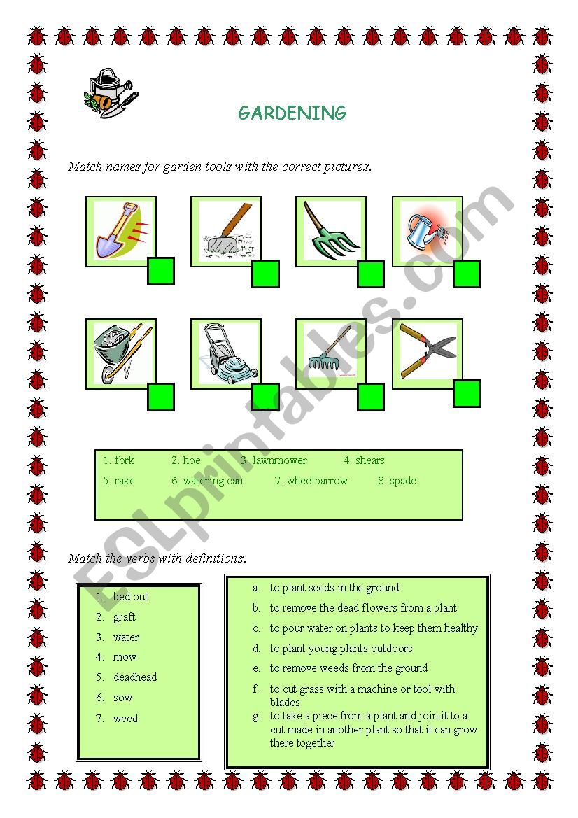 gardening worksheet