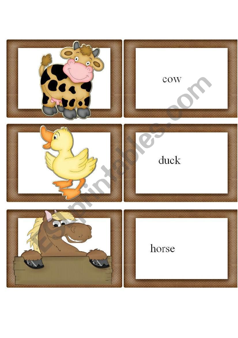 Farm Flash Cards worksheet