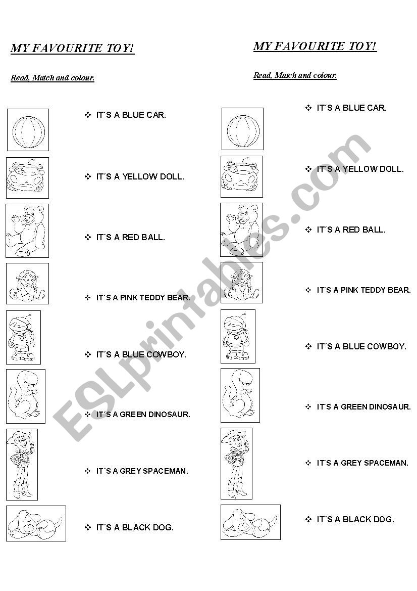 My favourite toy worksheet