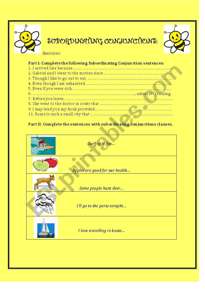 worksheet-for-conjunctions-with-pictures