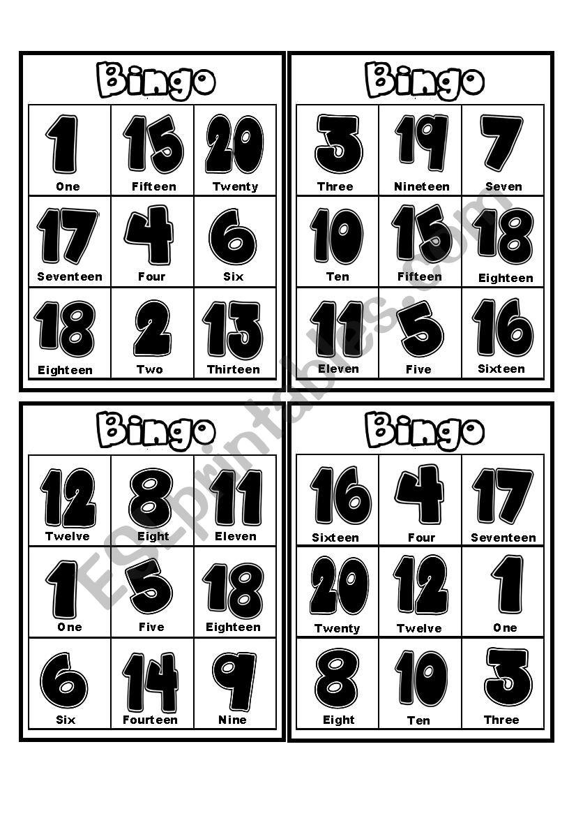 numbers BINGO (it includes 24 cards)