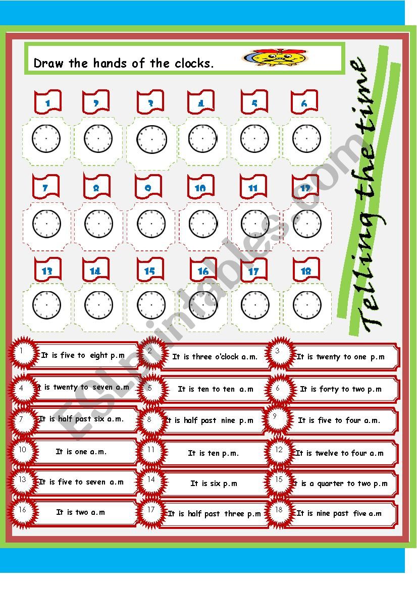 telling time worksheet