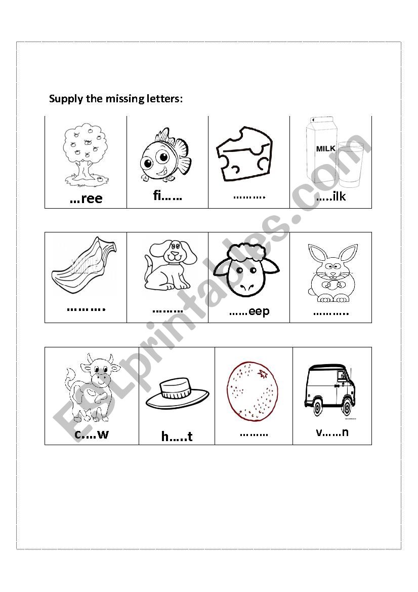 supply the missing letter worksheet