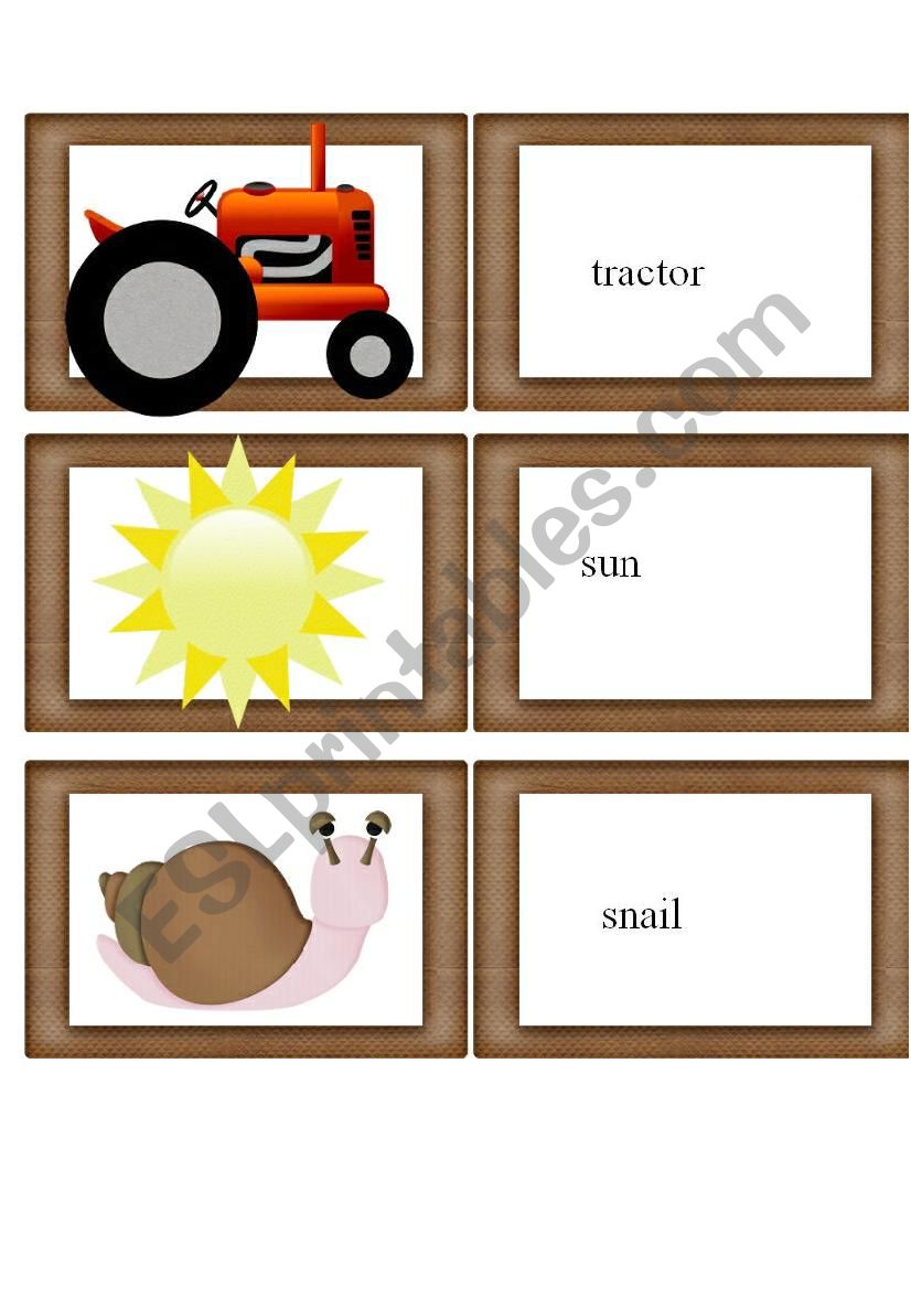 Farm Flash-cards  TWO worksheet