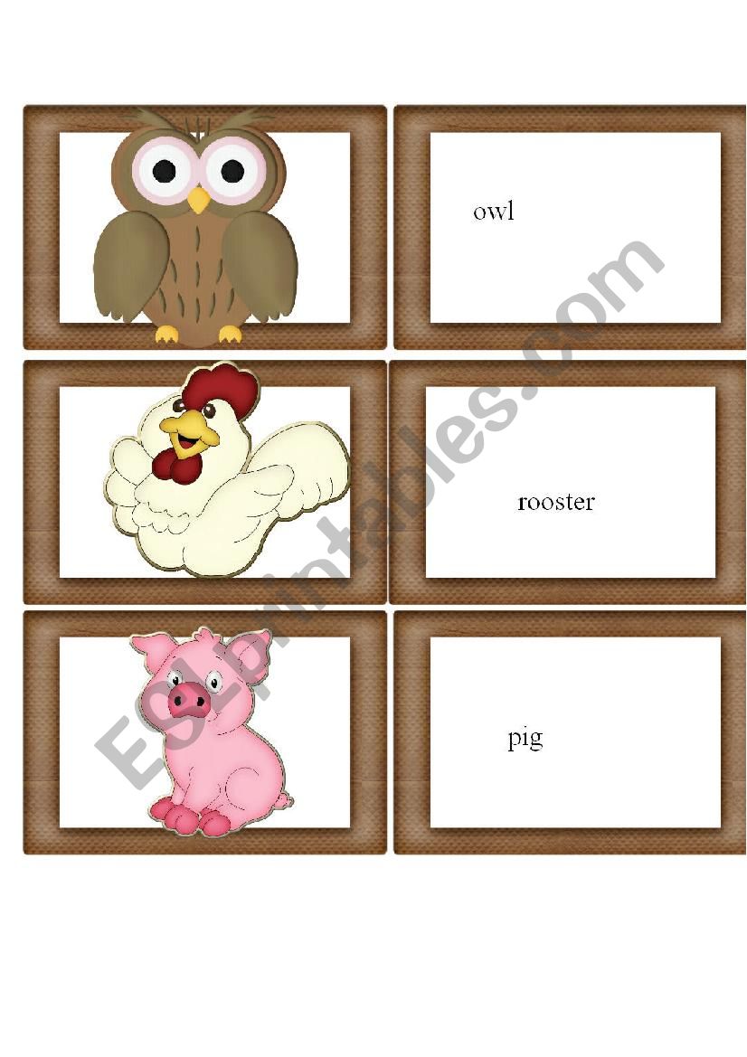 Farm Flash-cards  Three worksheet