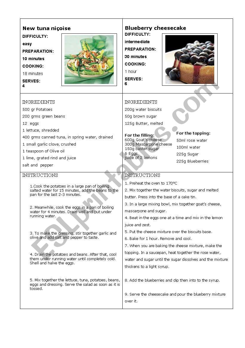 Information gap recipe 2 (final task : write your own recipe)