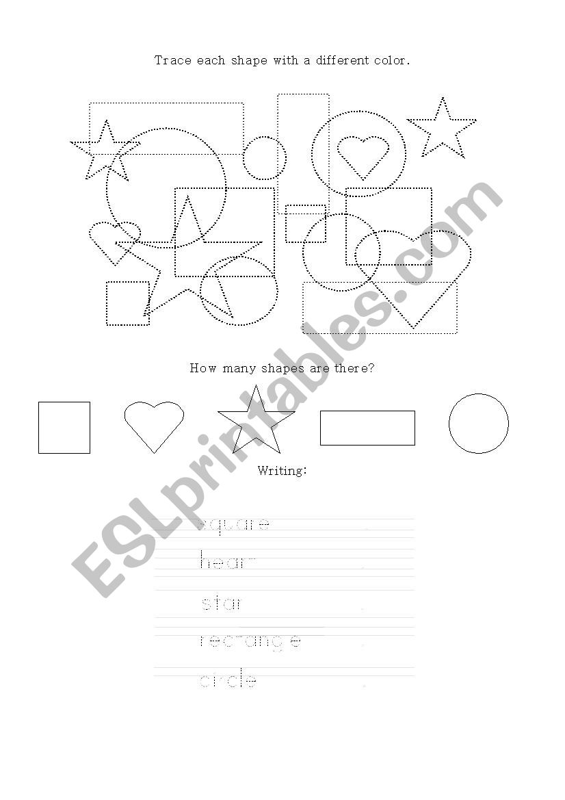Shapes Worksheet: Trace & count