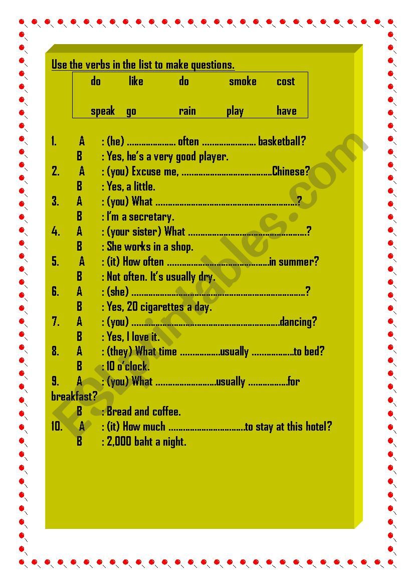 conversation worksheet