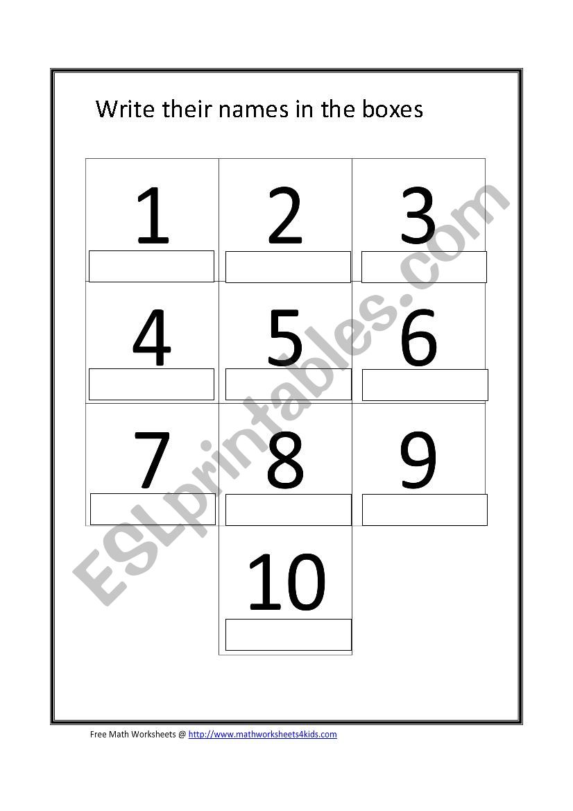 Numbers from 1 to 10 worksheet