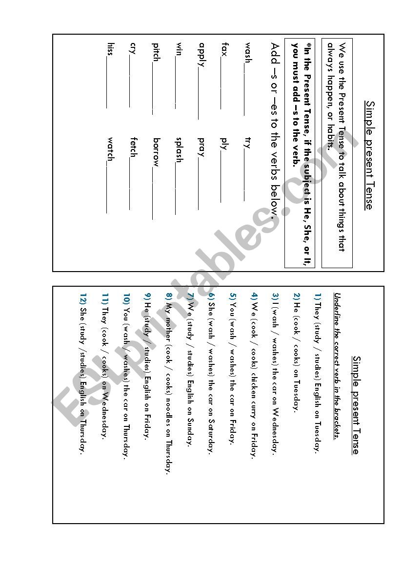 simple present tense worksheet