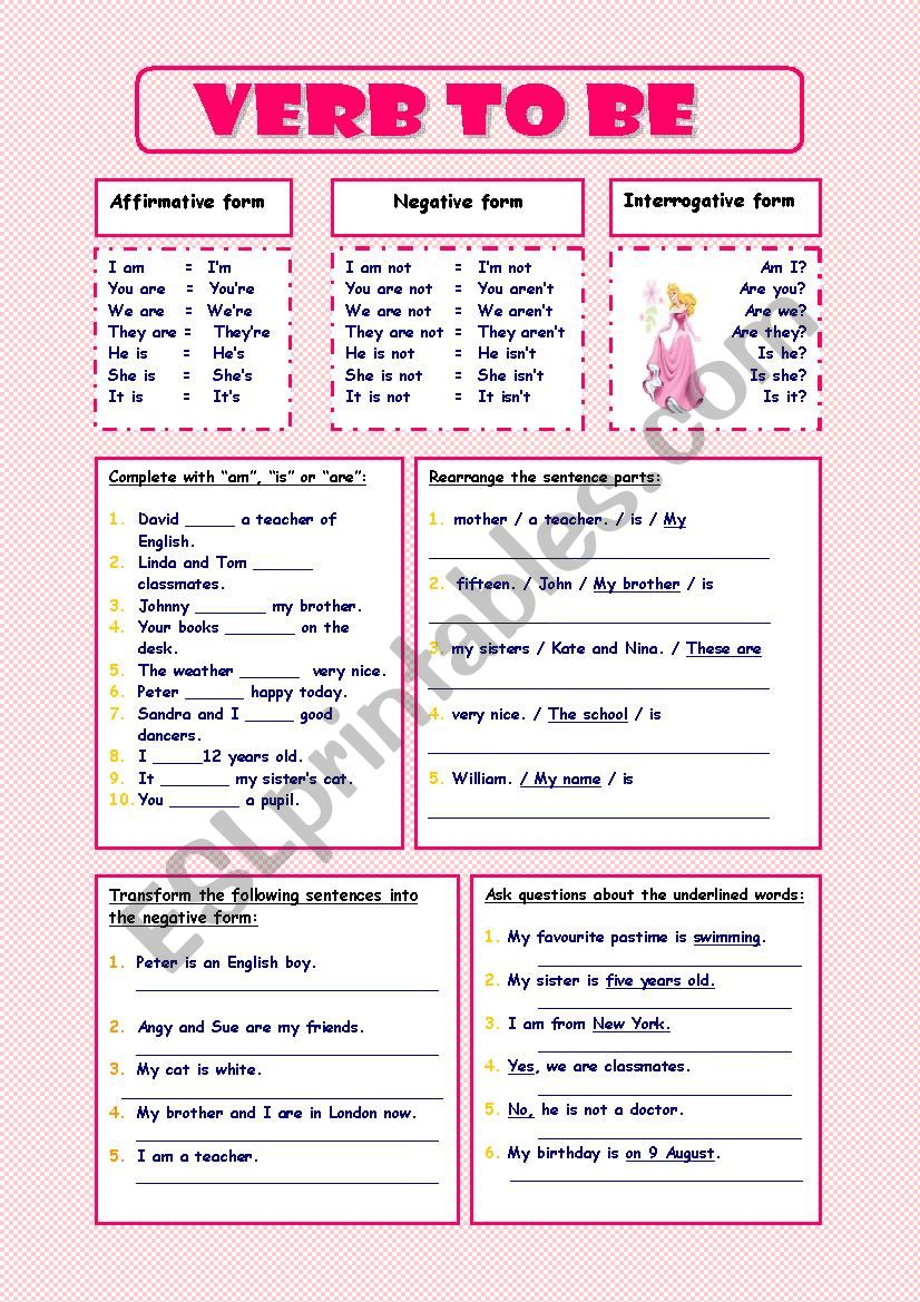 Verb to be worksheet