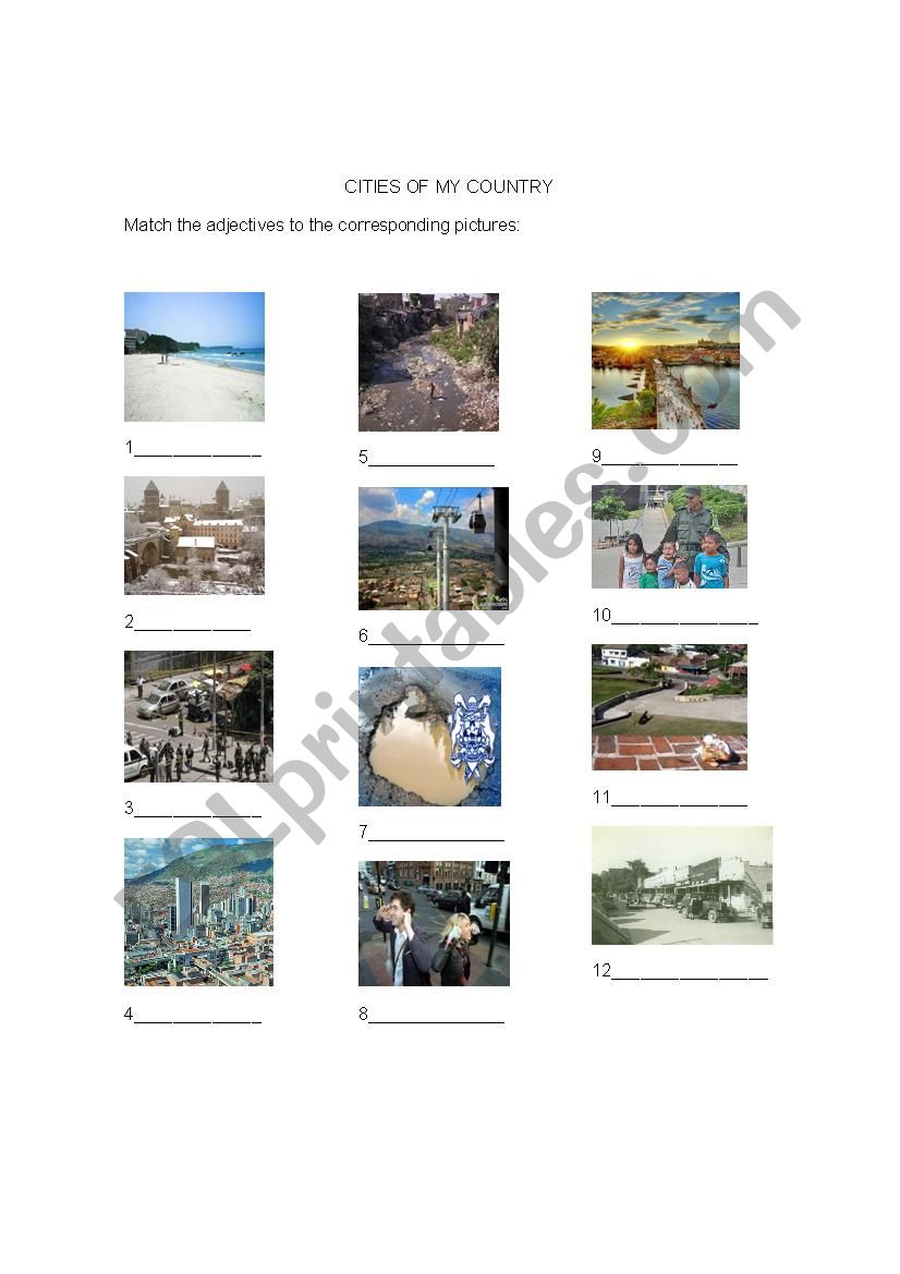 cities of my country worksheet
