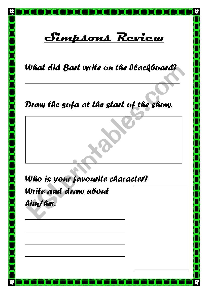 Simpsons Review worksheet