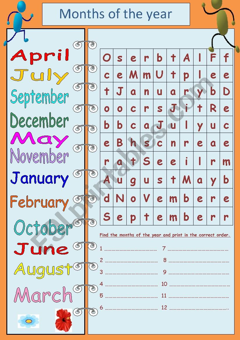 Months of the year worksheet