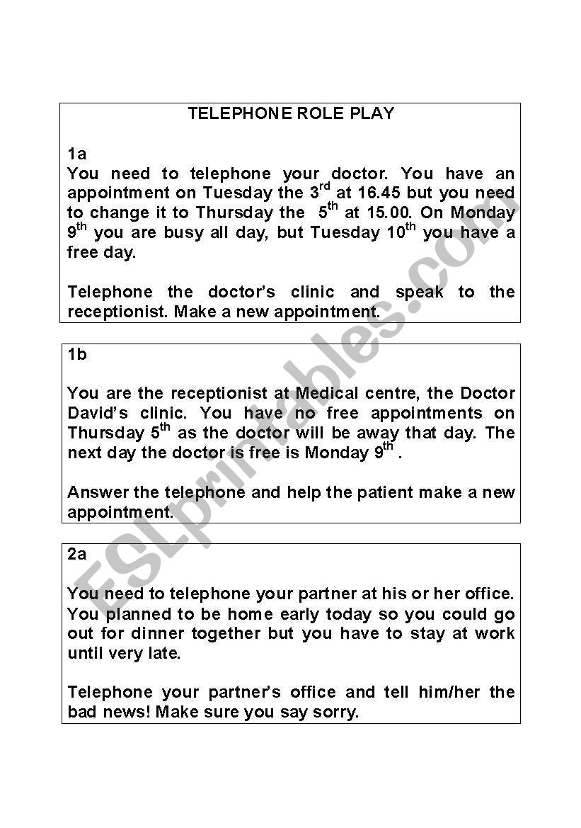 ROLE PLAY worksheet