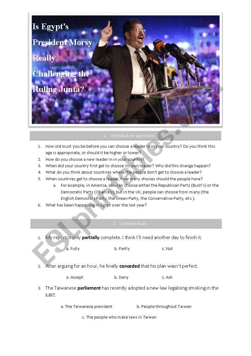 Is Egyptâ€™s President Morsy Really Challenging the Ruling Junta?