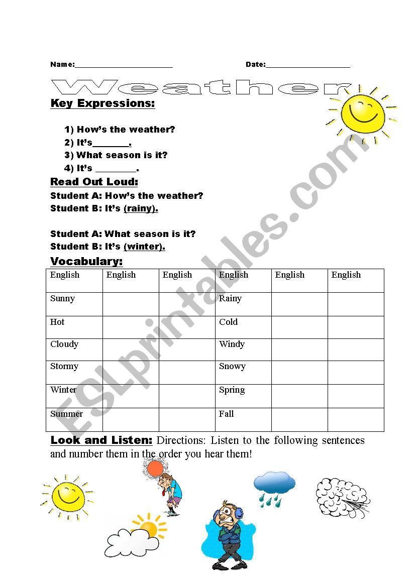 Weather Expressions worksheet
