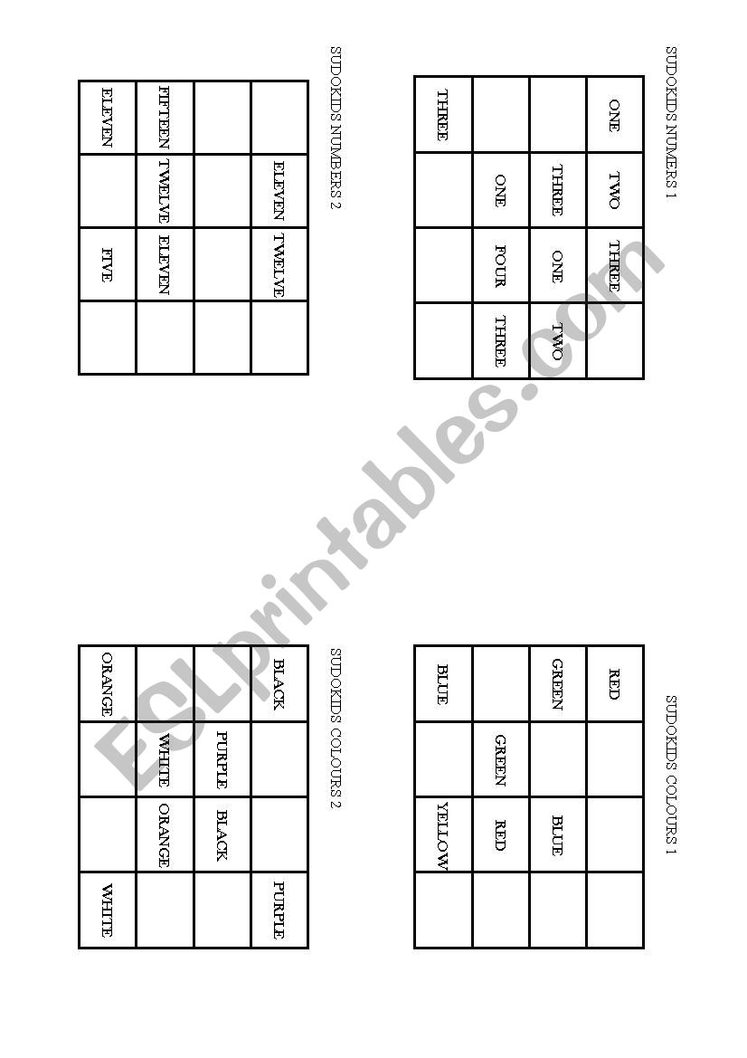 SUDOKIDS worksheet