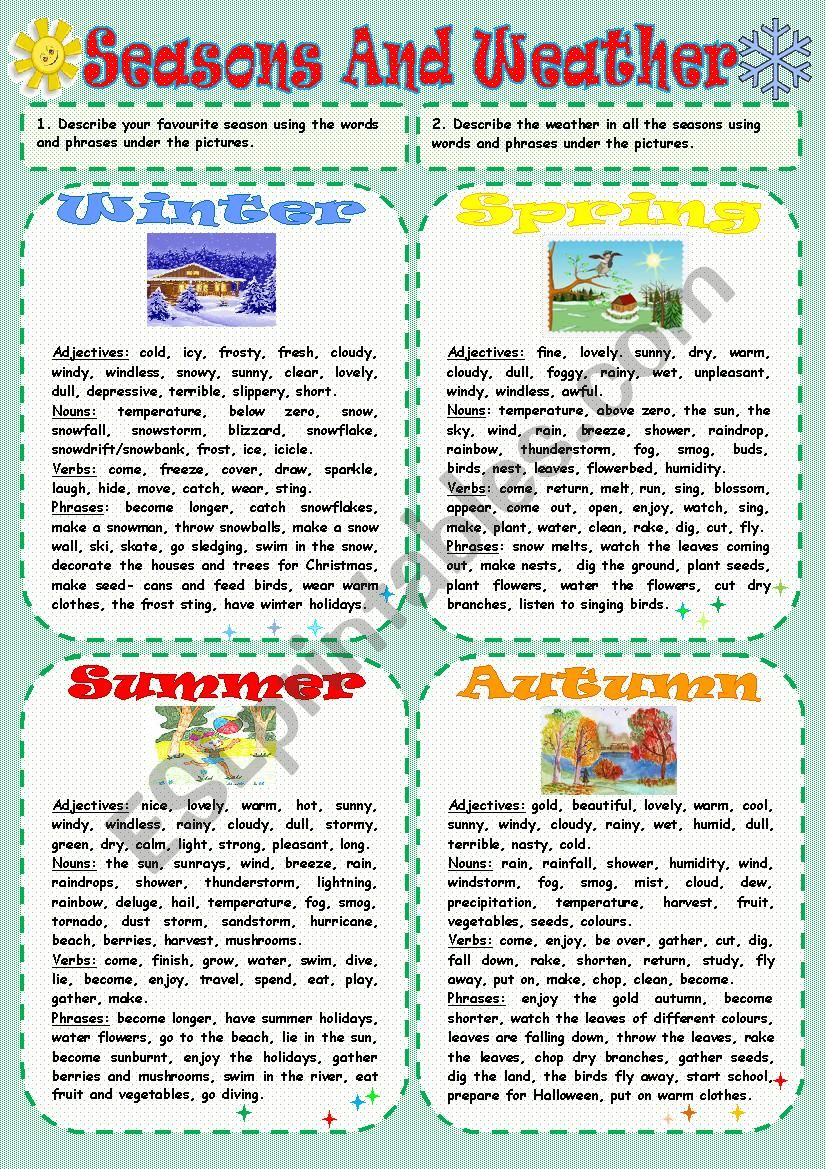 Seasons And Weather worksheet