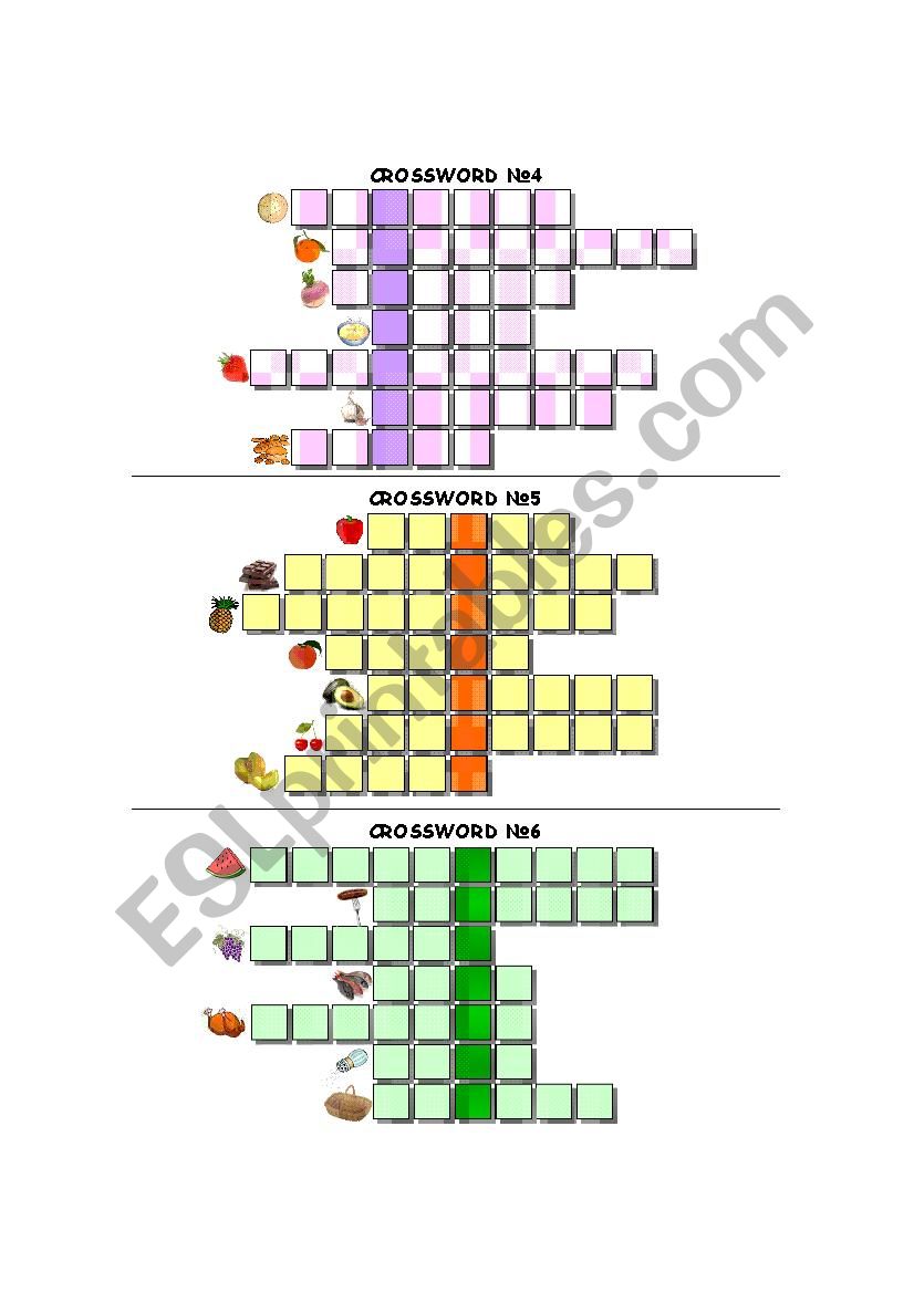 Food Crosswords 4,5,6 - with KEY