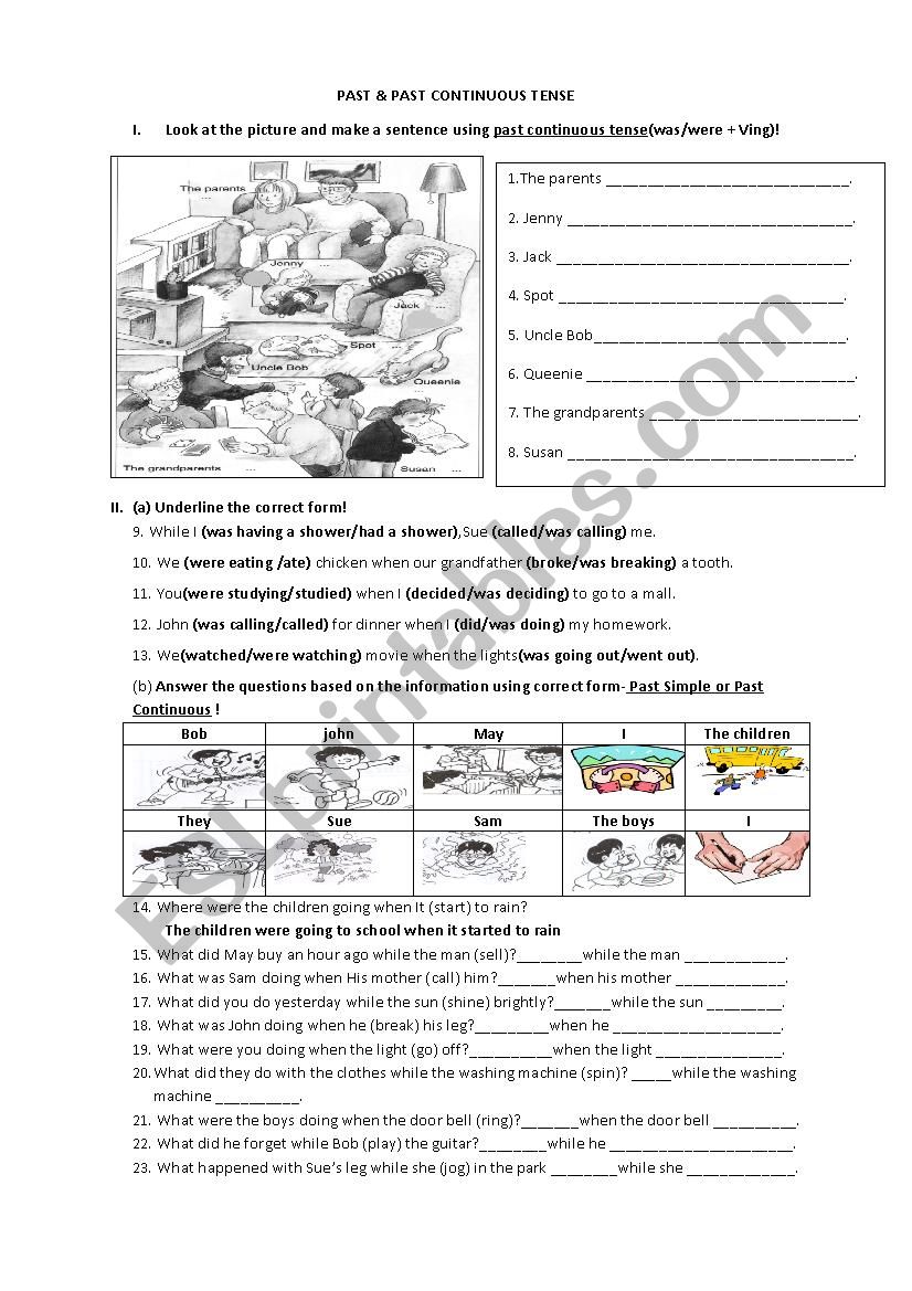 Past & Past Continuous Tense worksheet