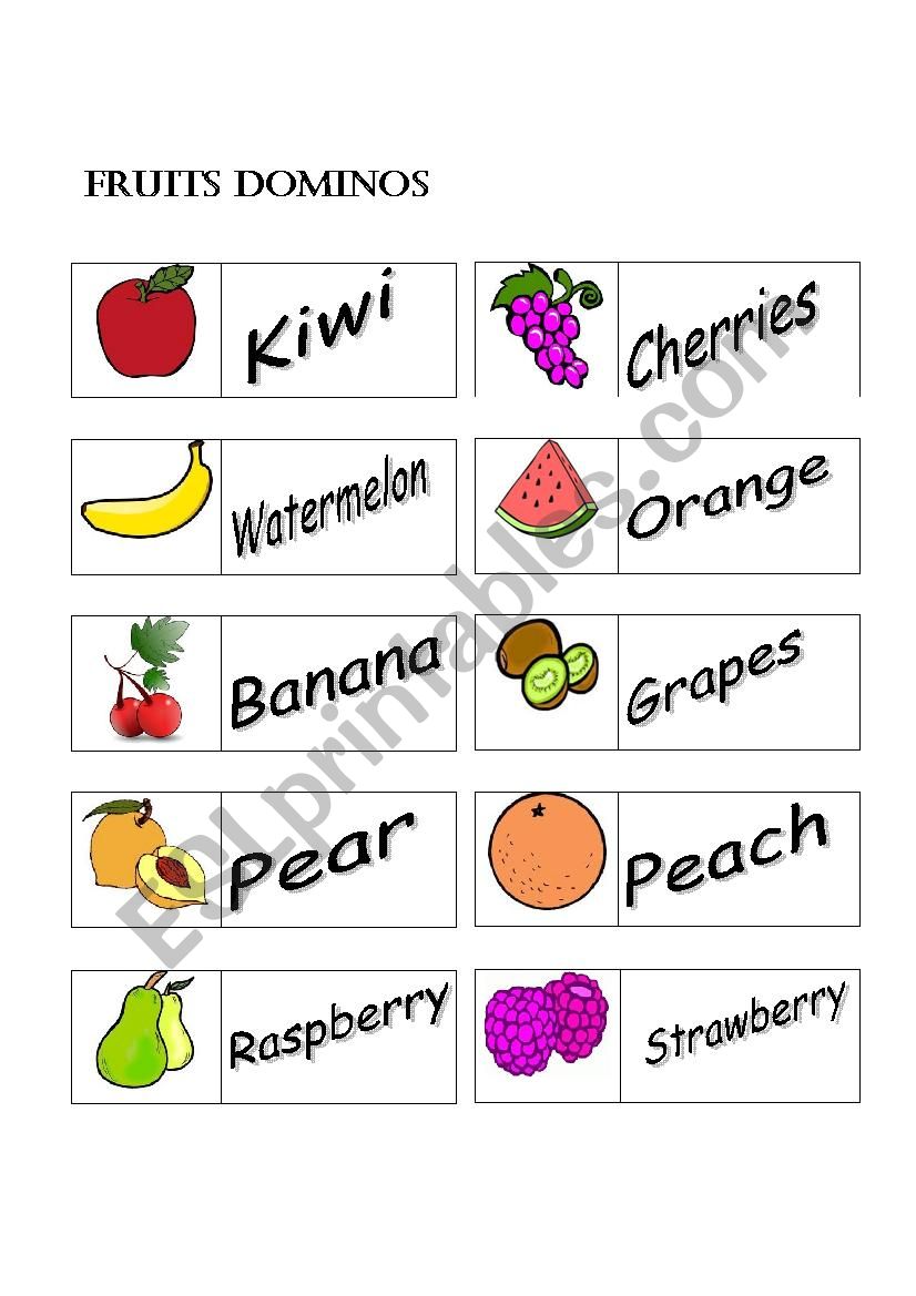Fruits Dominos worksheet