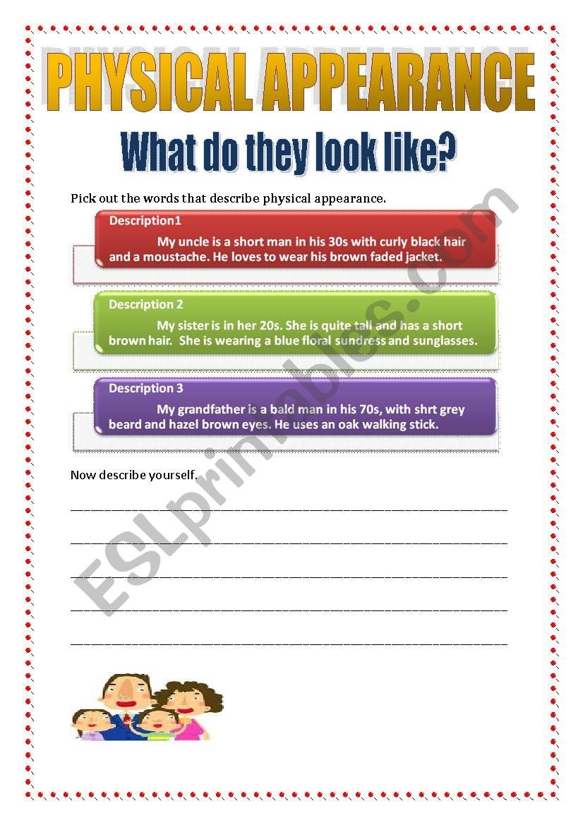 Physical Appearance worksheet