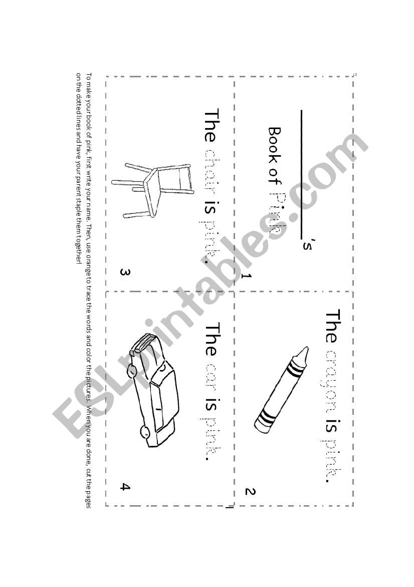 Book of Pink and Yellow worksheet