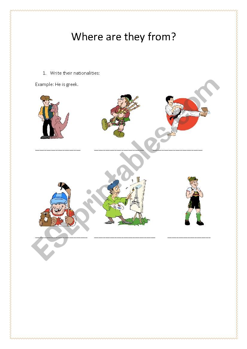 Nationalities worksheet