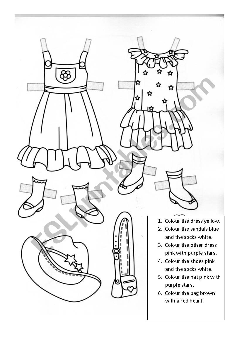 Paper doll clothes 4 worksheet