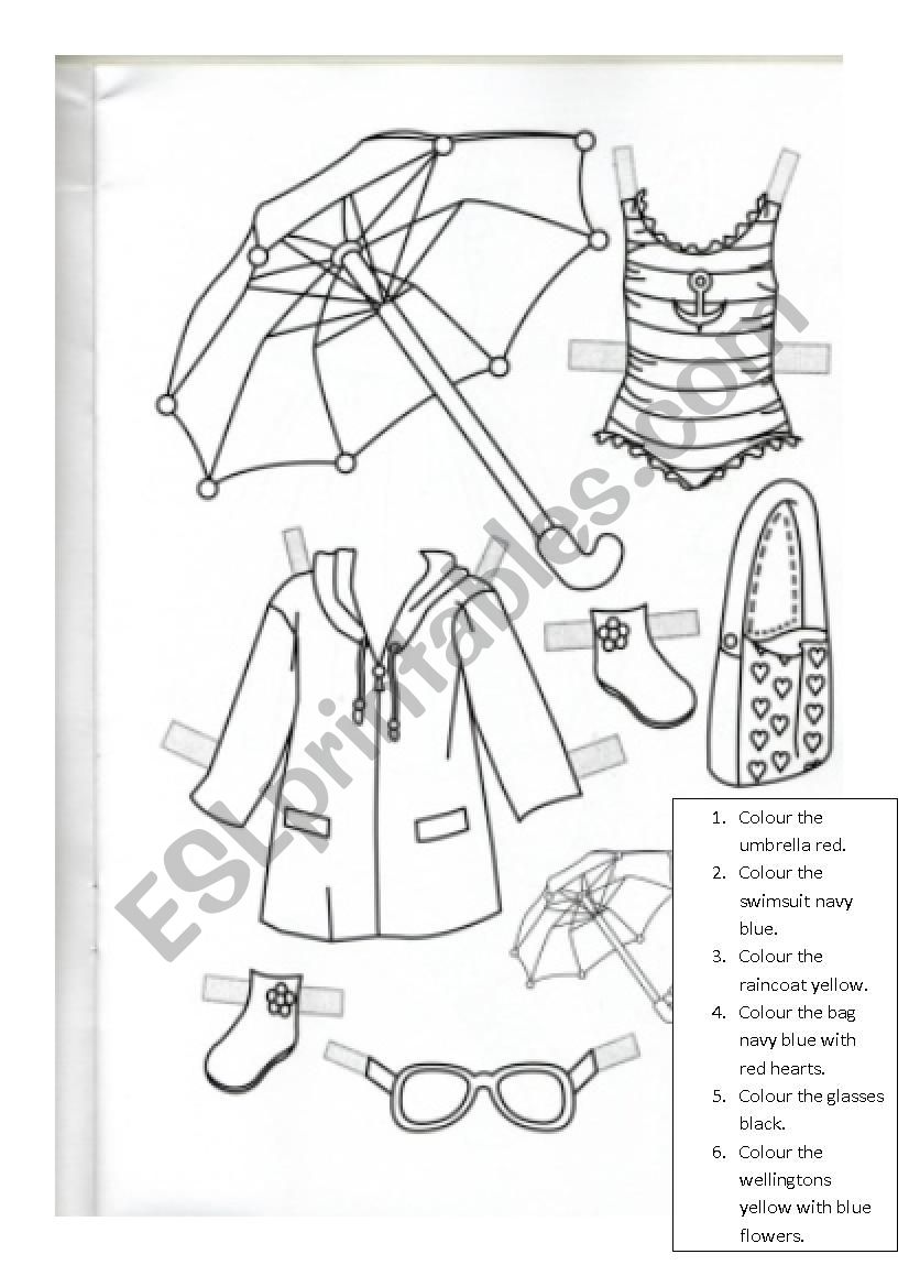 Paper doll clothes 5 worksheet