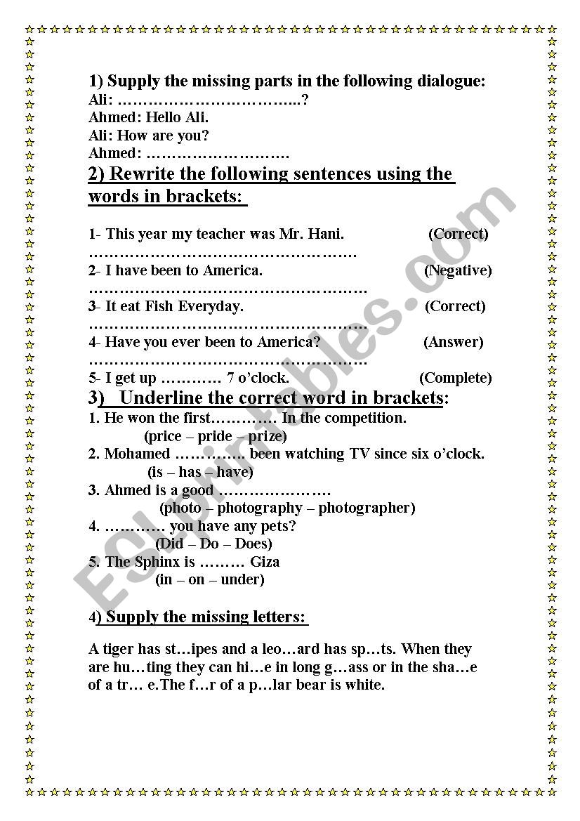 complete test for primary pupils