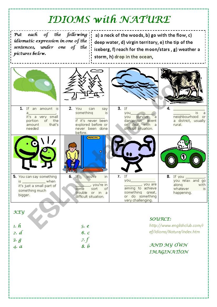 IDIOMS with NATURE worksheet