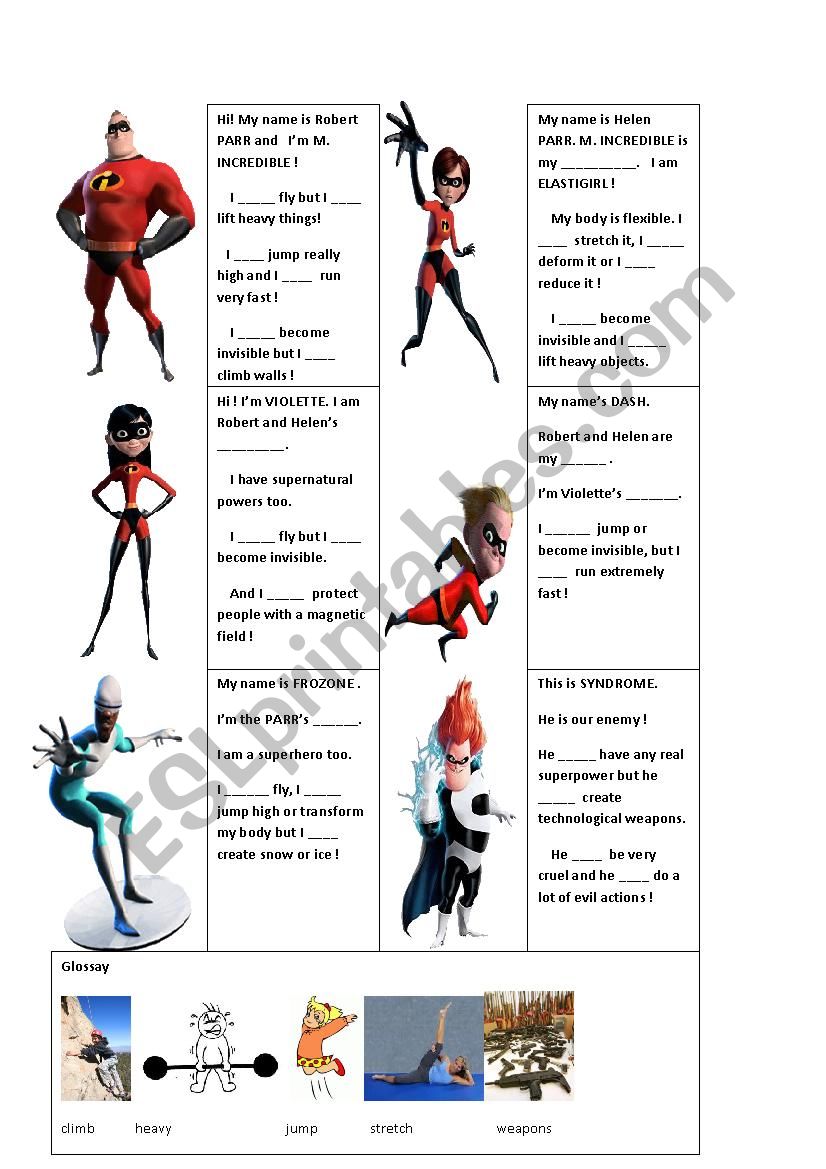 Can - The Incredibles worksheet