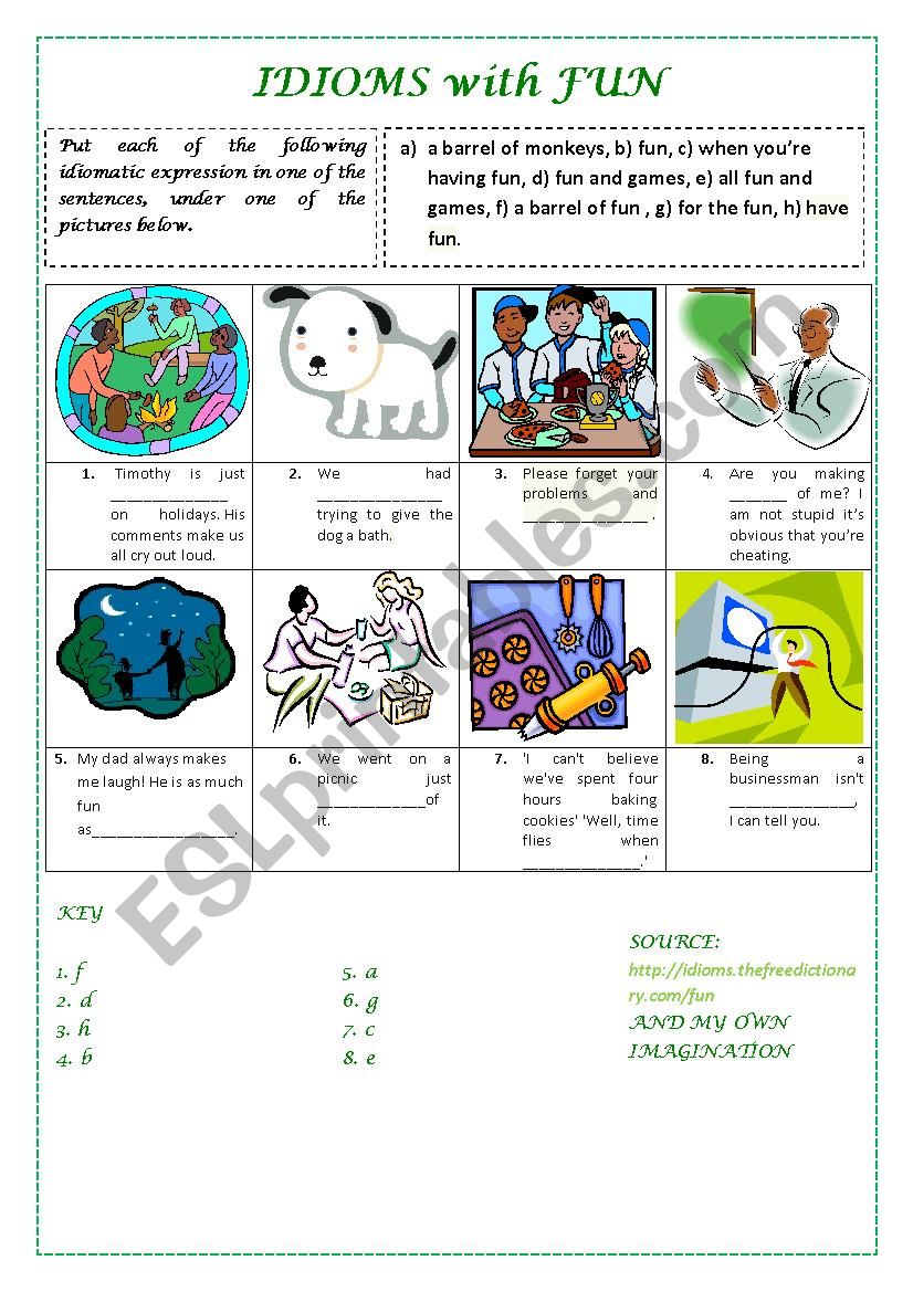 IDIOMS with FUN worksheet