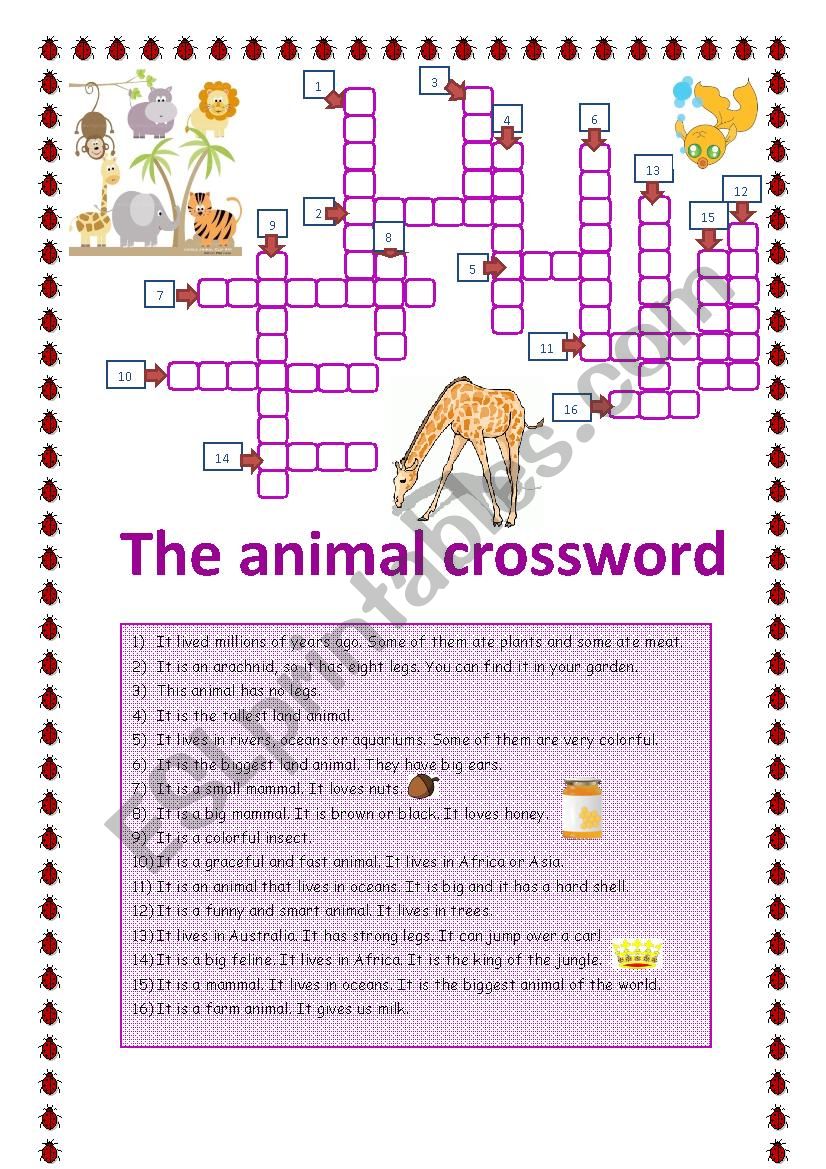 Animal Crossword worksheet