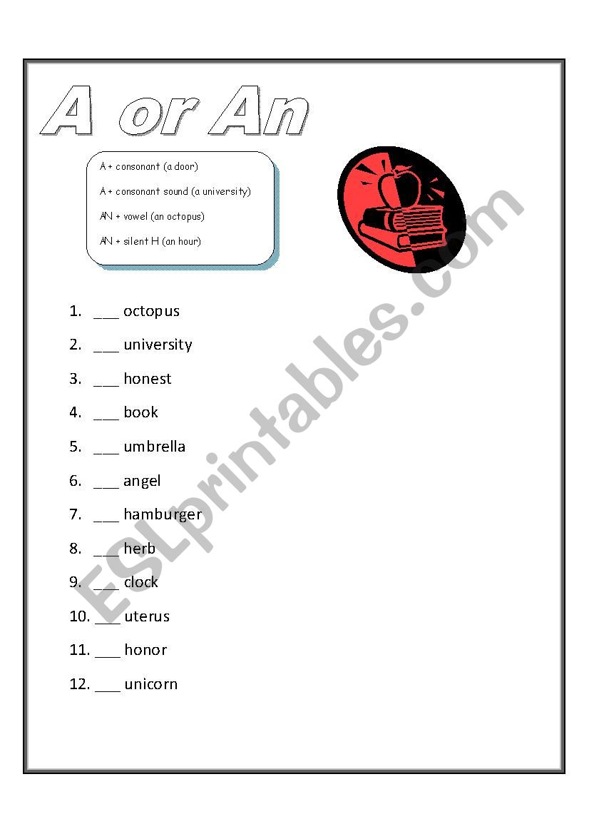 A or An worksheet