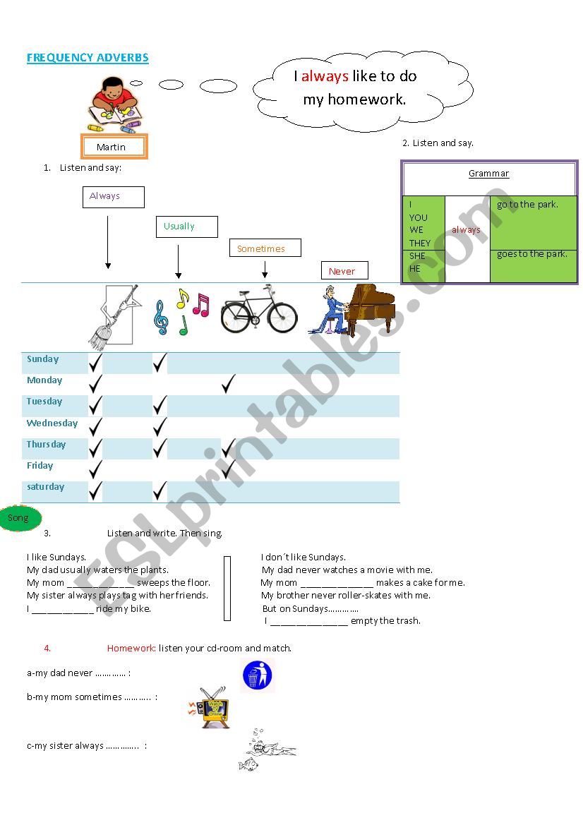 frequency adverbs worksheet