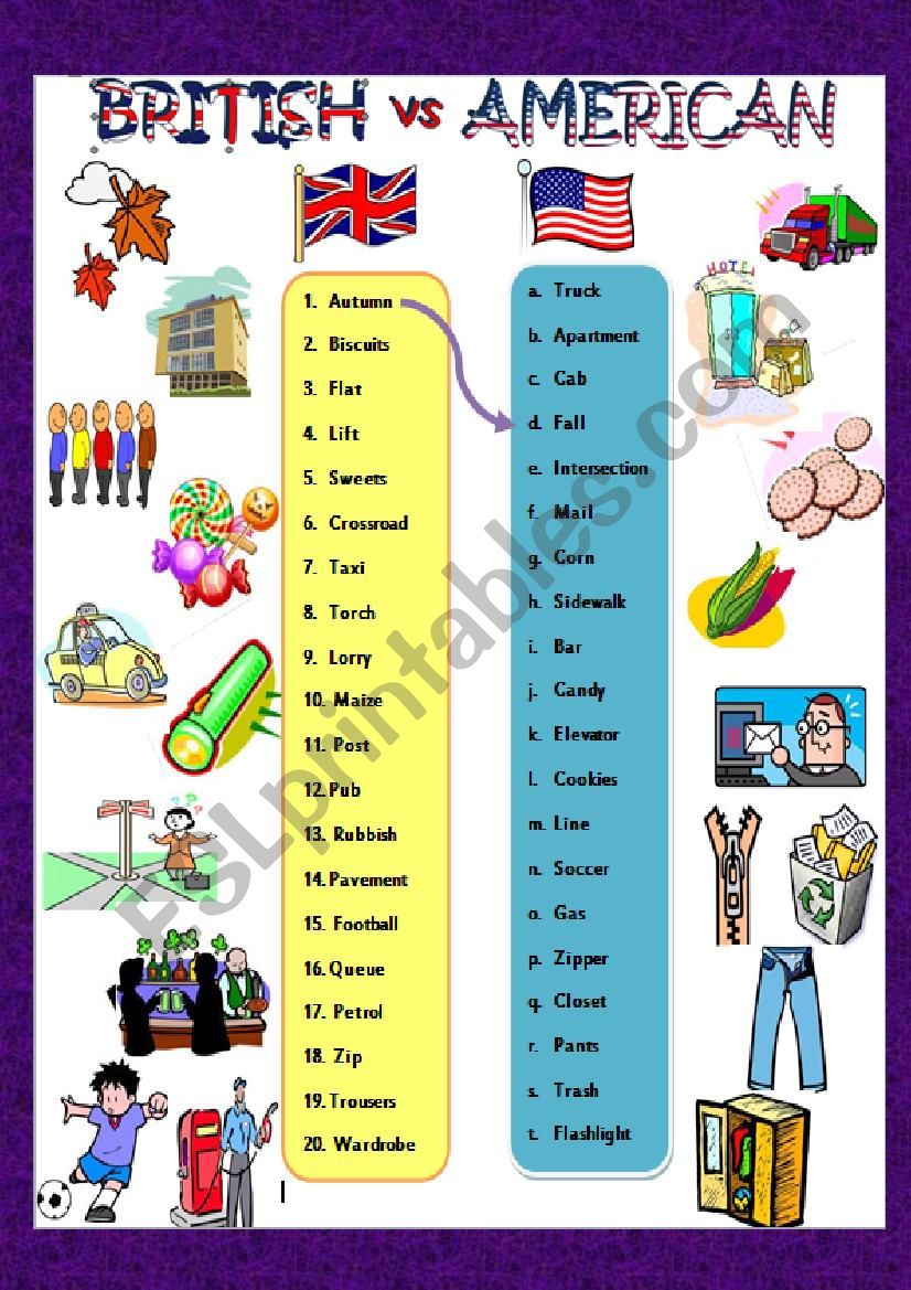 AmE vs BrE worksheet