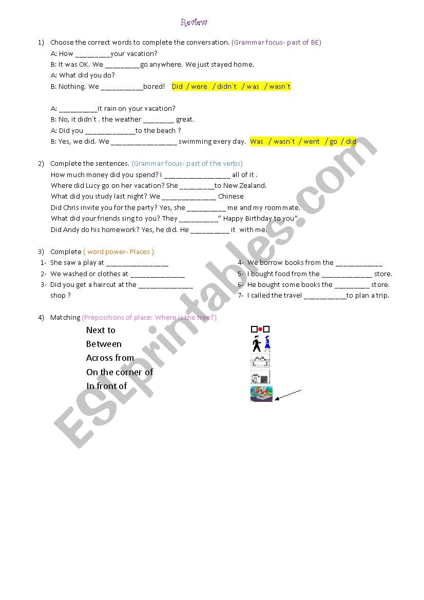 simple past review worksheet