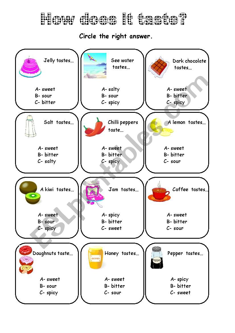 How does it taste? worksheet